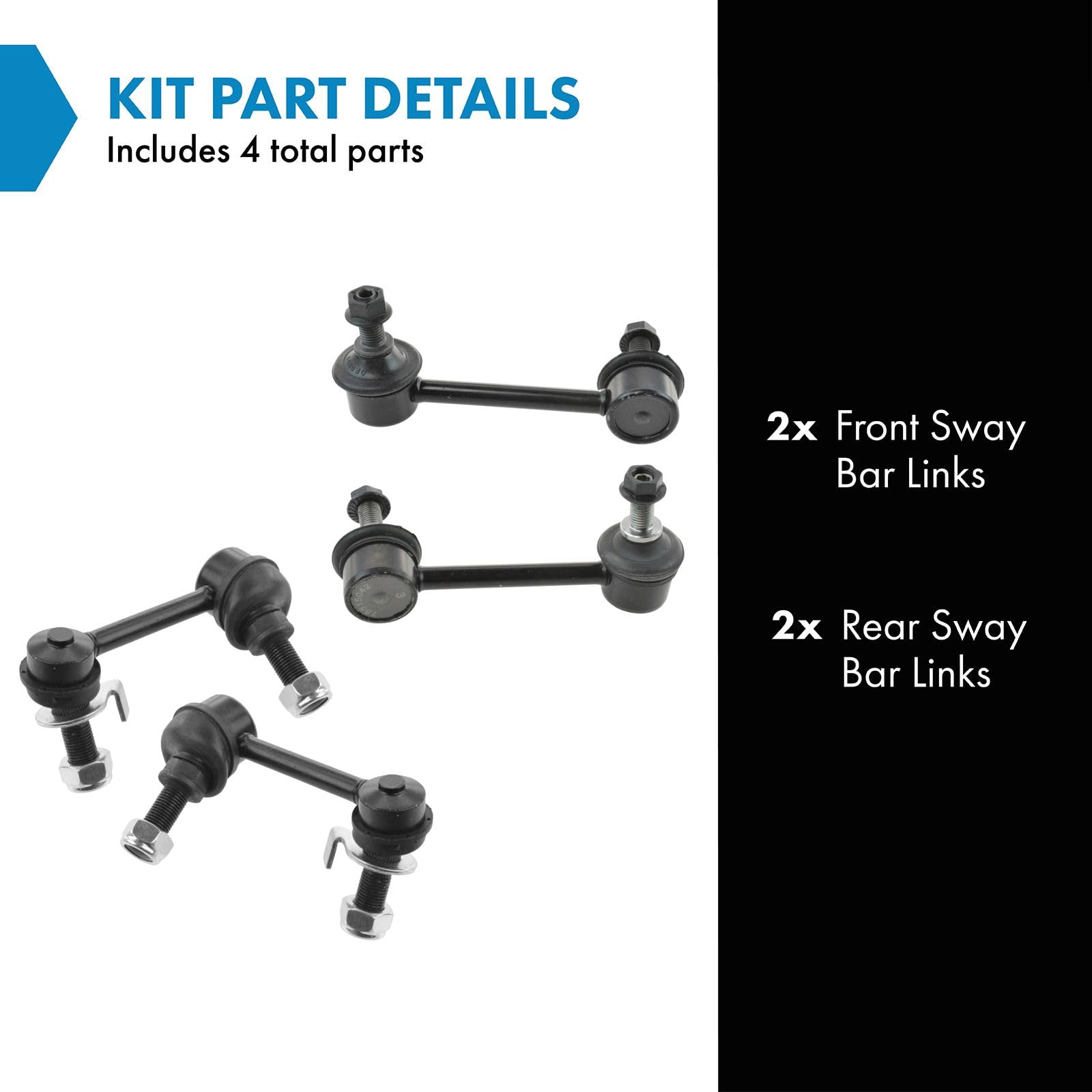 Trq Front & Rear Sway Bar Stabilizer Link Set Compatible With 2003-2007 Infiniti G35 2003-2009 Nissan 350Z